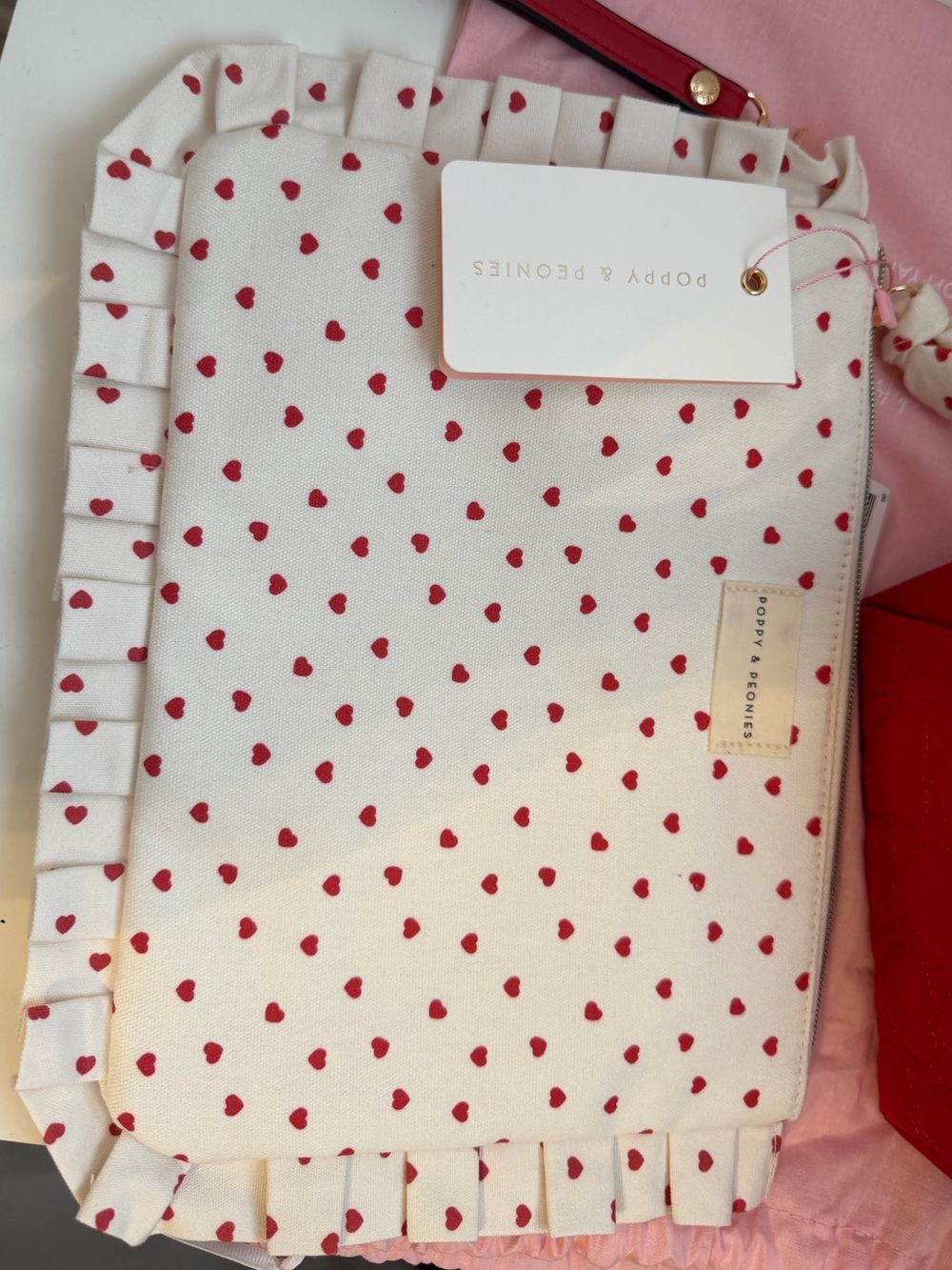 Poppy & Peonies - Red Heart Clutch purse